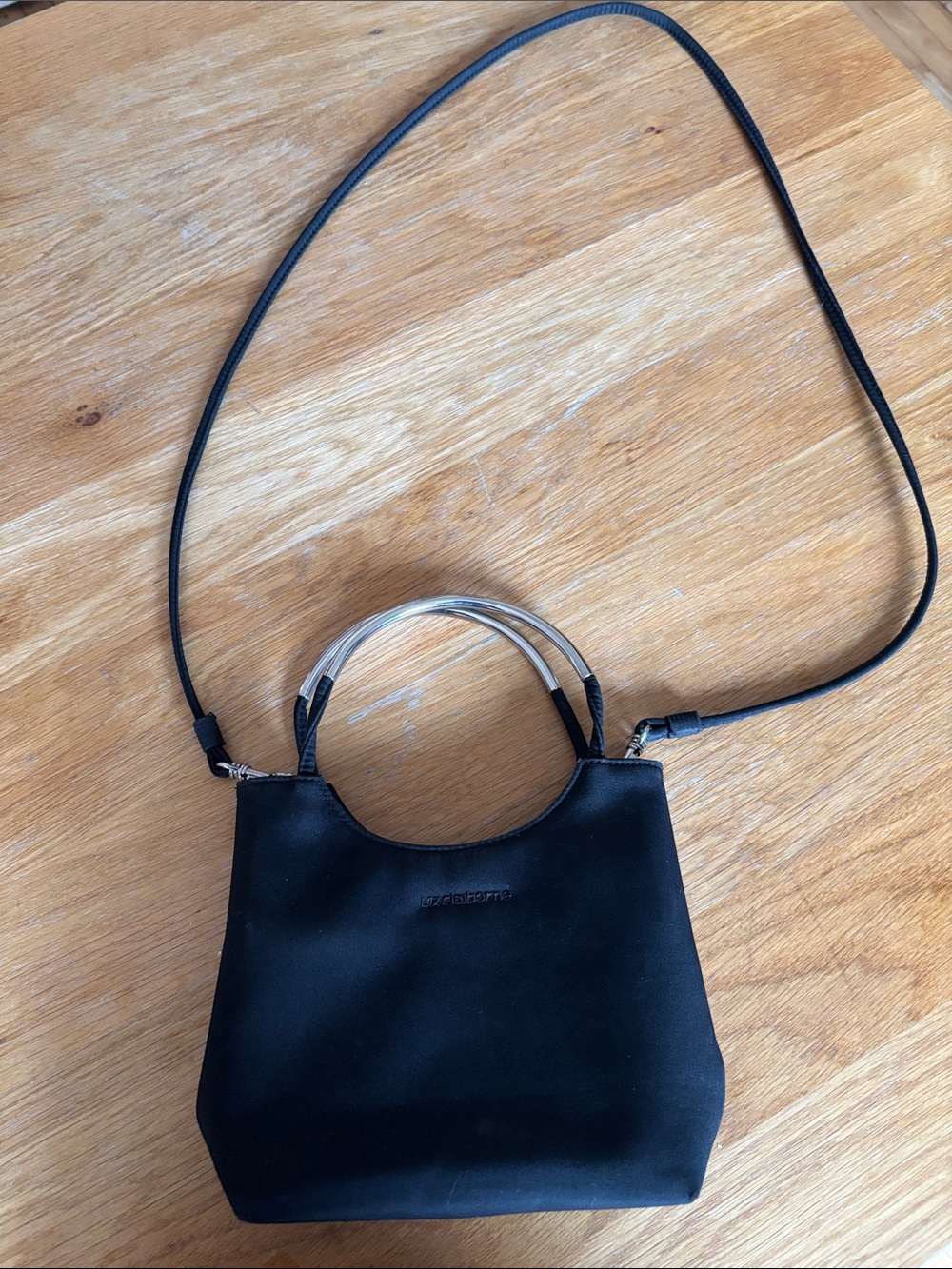 Black Crossbody Bag with Silver Handles